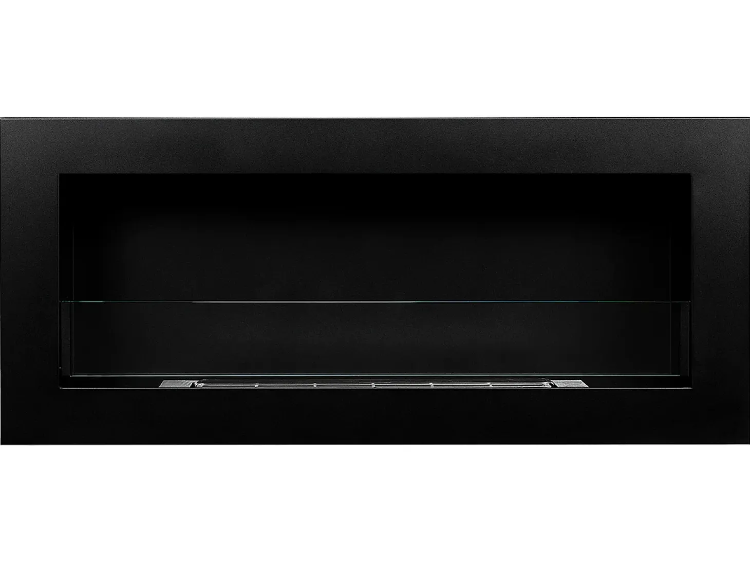 Chimenea de bioetanol Livorno Black de pared o empotrada, L 90 x P 12 x H 40 con cristal