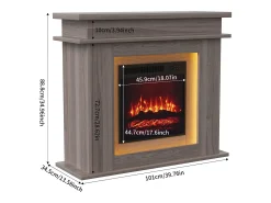 Chimenea eléctrica - Chimenea LED, con calefacción - Efecto de llama 3D - Temporizador, iluminación ambiental LED de 20 colores y control remoto - Color roble