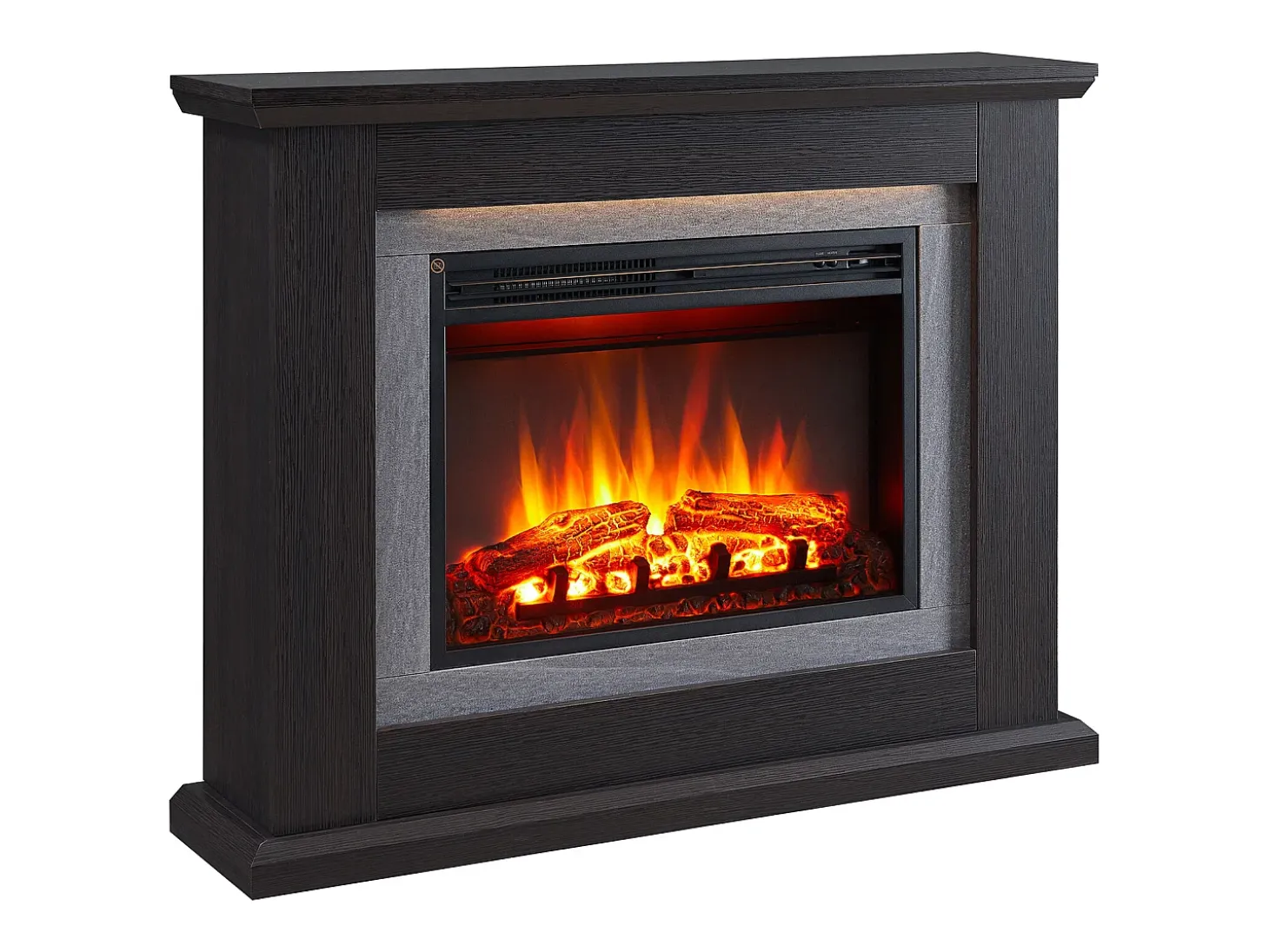 Chimenea eléctrica BALDERIA Charon - Chimenea de pie con calefacción - Roble oscuro