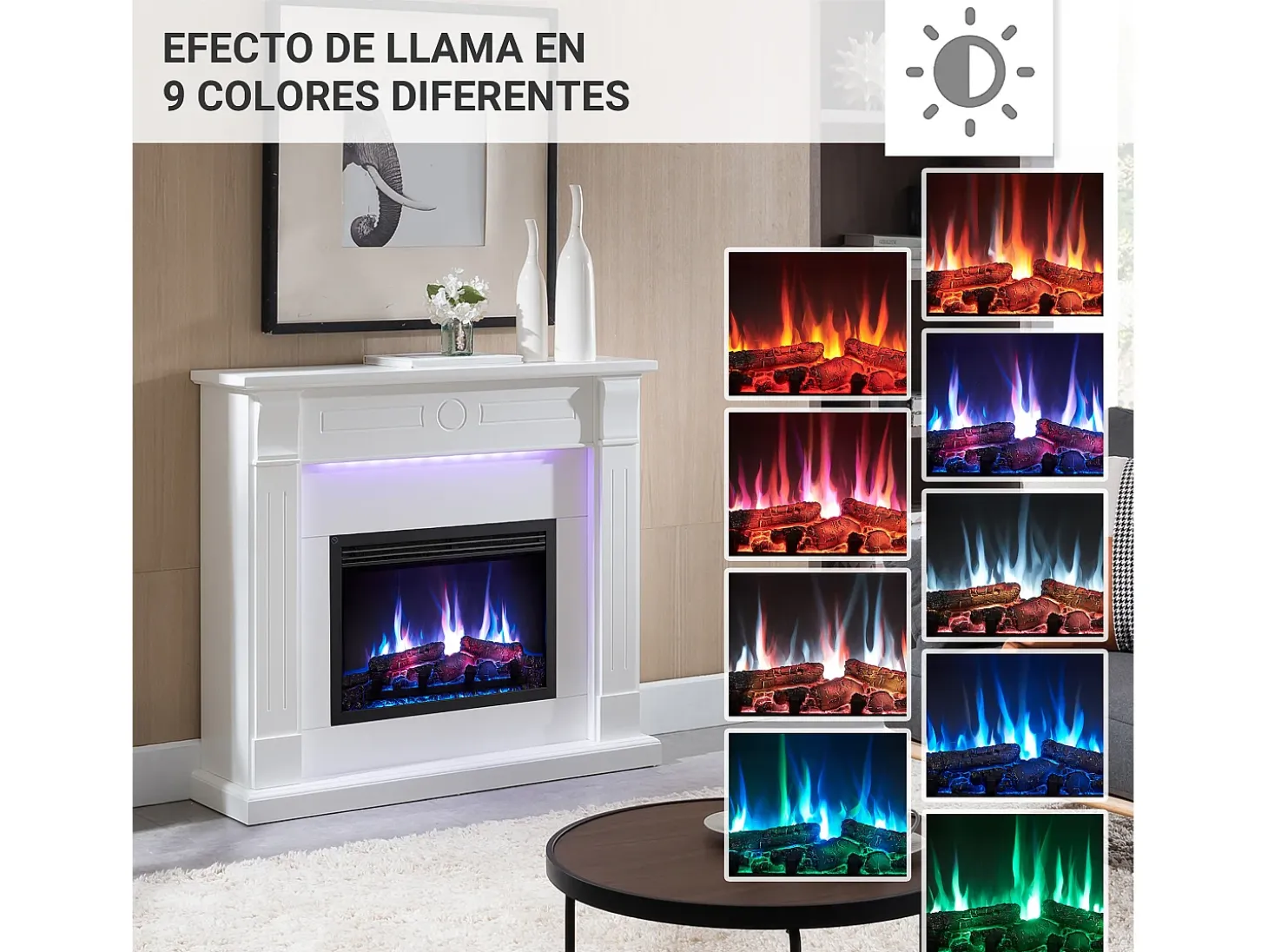 Chimenea eléctrica BALDERIA Hikaru - Chimenea de pie - Blanco