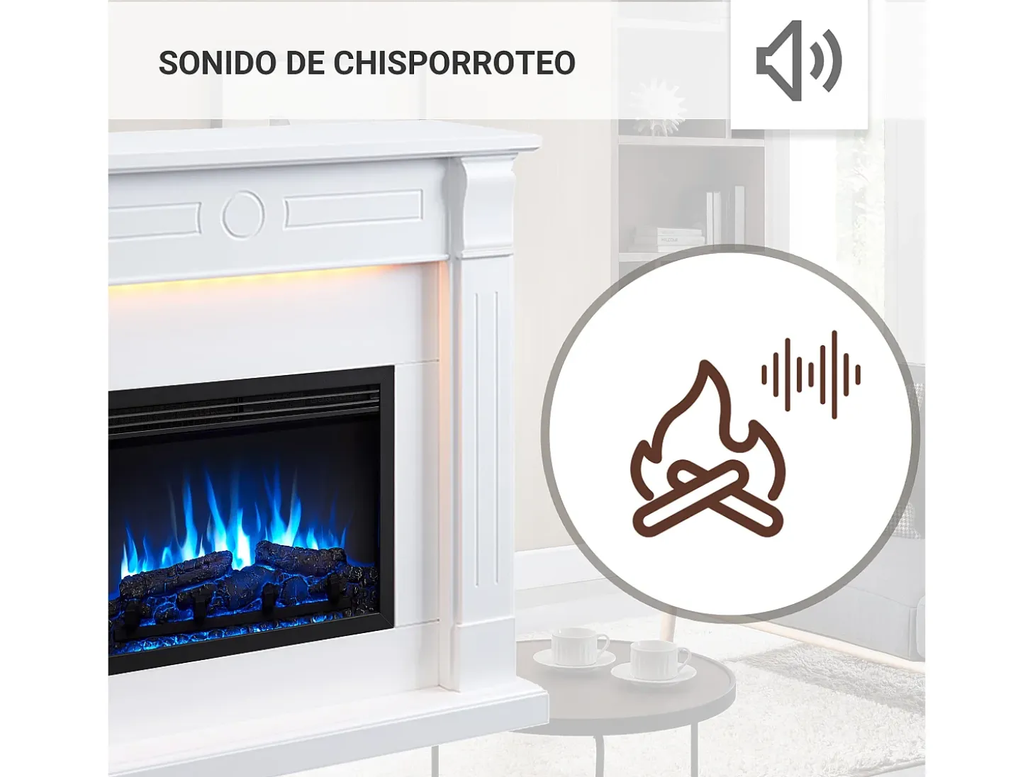 Chimenea eléctrica BALDERIA Hikaru - Chimenea de pie - Blanco