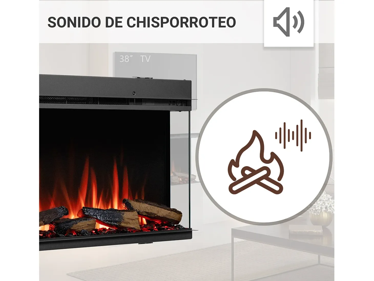 Chimenea eléctrica BALDERIA Athena smart 52 - Chimenea empotrable - Negro