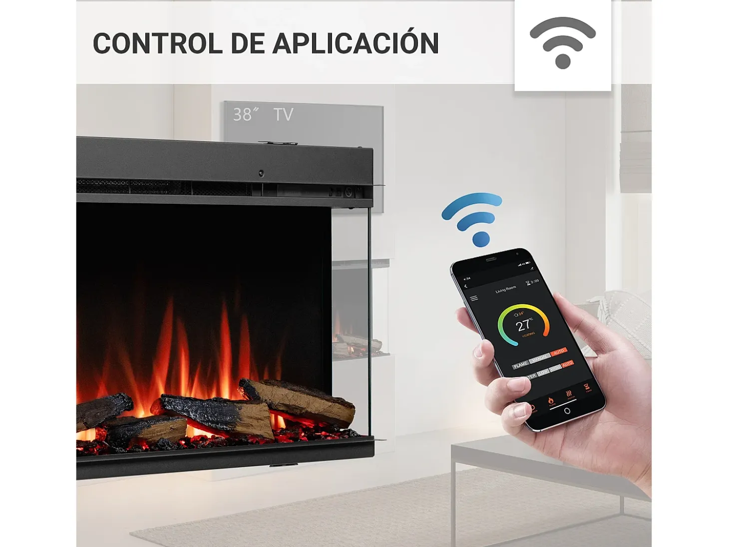 Chimenea eléctrica BALDERIA Athena smart 52 - Chimenea empotrable - Negro