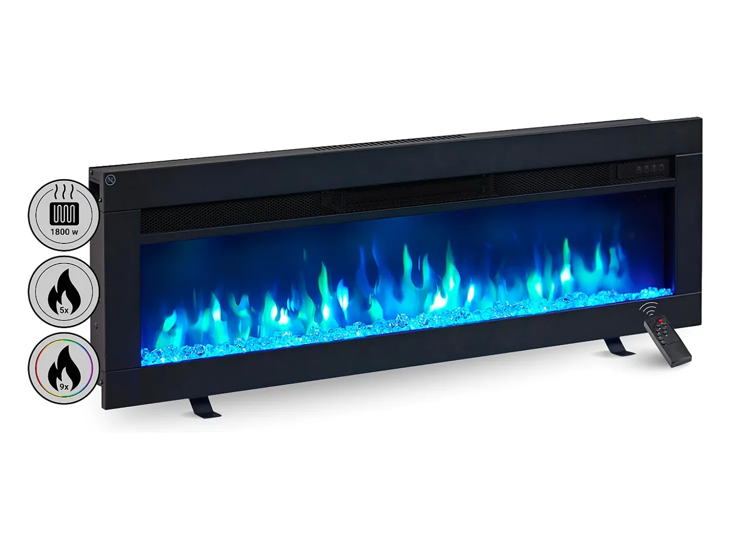 Chimenea eléctrica BALDERIA Agnes 40 - Chimenea de pie, de pared o empotrable - Negro