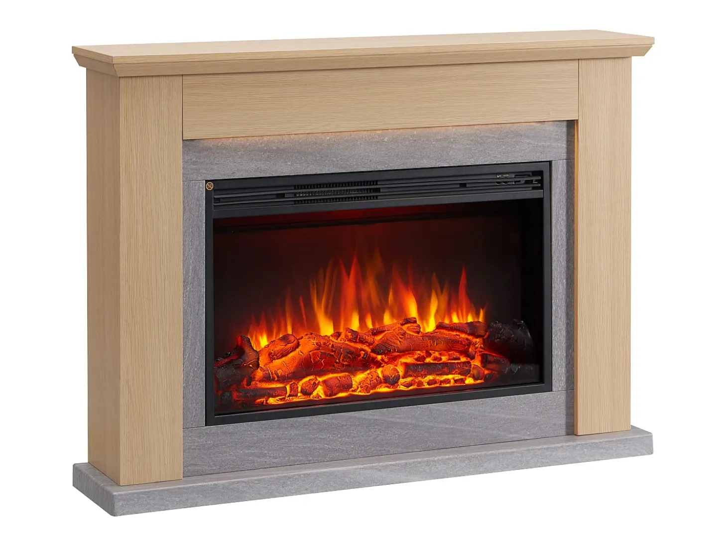 Chimenea eléctrica BALDERIA Typhon - Chimenea de pie, calefacción 2000 W - Marrón claro
