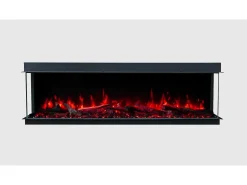 Chimenea eléctrica de 3 caras SOLIS 180 - fuego premium, empotrada - 180x30x46 cm - LED decorativa con calefacción 750/1500 W