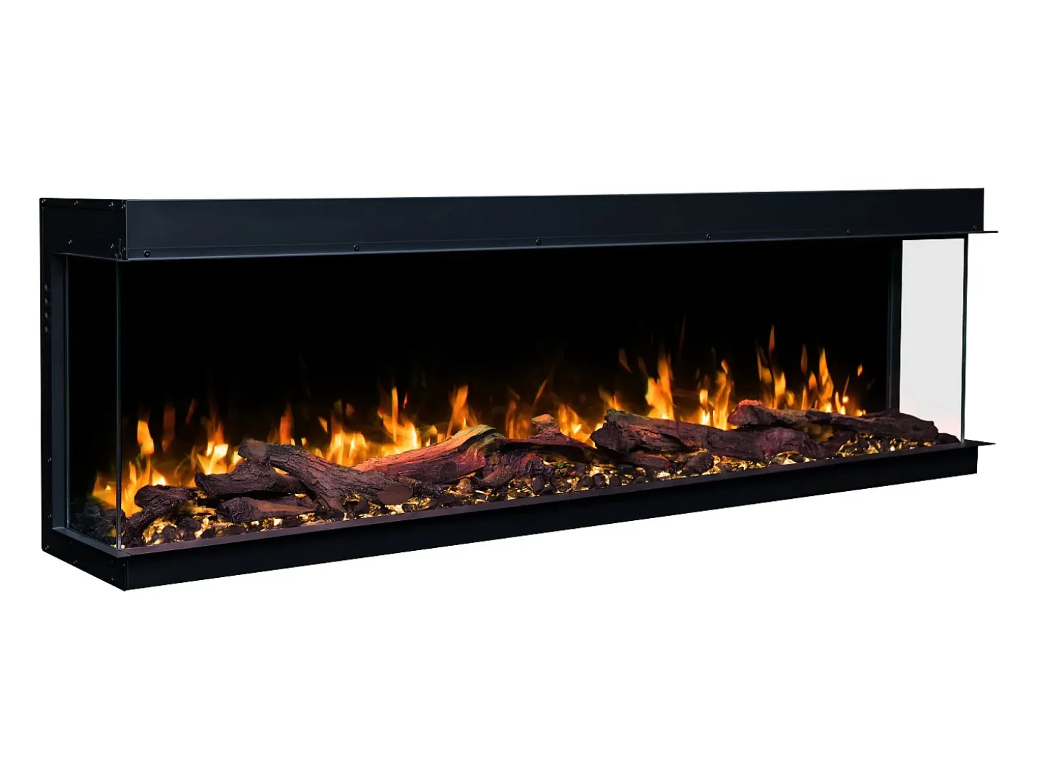 Chimenea eléctrica de 3 caras SOLIS 180 - fuego premium, empotrada - 180x30x46 cm - LED decorativa con calefacción 750/1500 W
