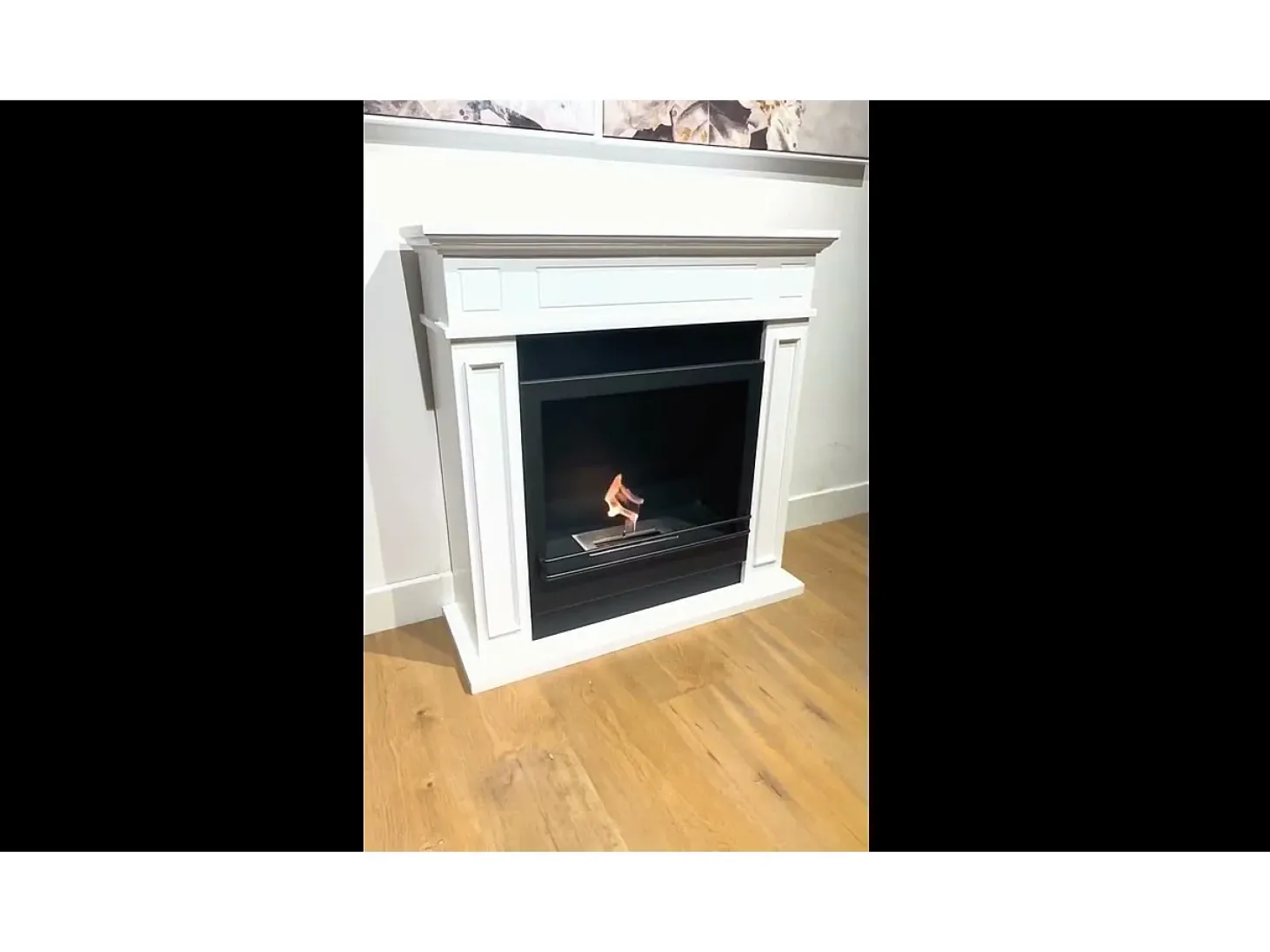 Chimenea eléctrica de suelo JEFFERSON de madera blanca L 89,5 x H 90,5 x D 28