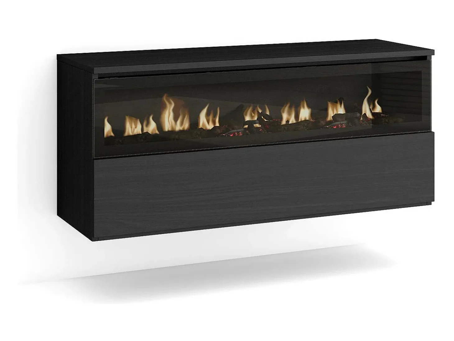 Chimenea eléctrica LED, 102x35x45cm, 1 Hueco, 1 Puerta, Chimenea eléctrica, Colgado, Suspendido, Negro