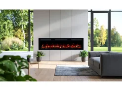 Chimenea eléctrica MONARCH 127 - fuego premium - de pared y empotrados - 127x13x35 cm - chimenea LED con calefacción 900/1800 W