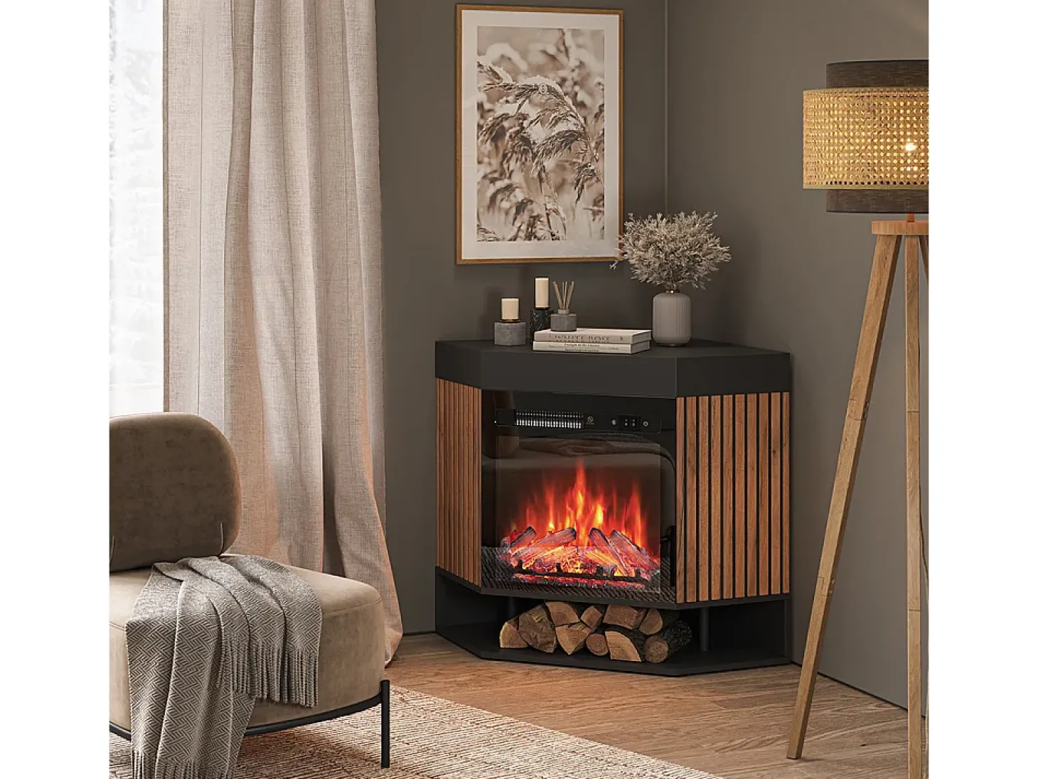 Chimenea eléctrica negro 100x73x80 lynea