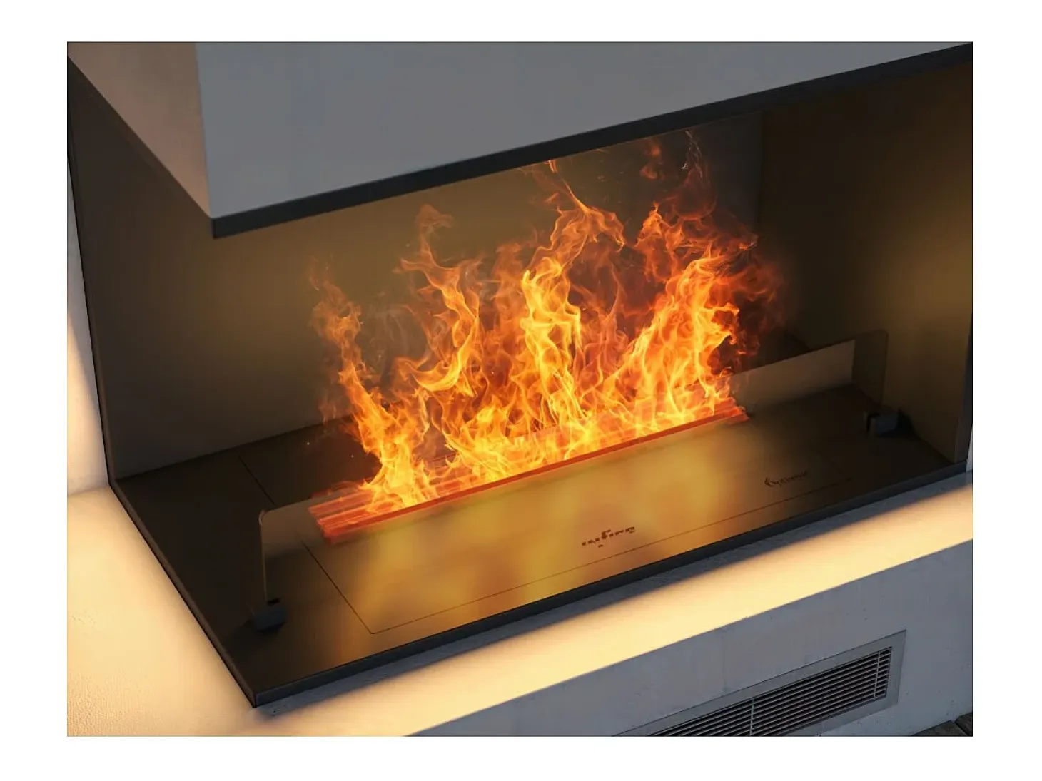Chimenea vapor de agua empotrada Corner L800 - Llama multicolor 3D, control app, depósito 1,2 l, recarga automática - 80 cm