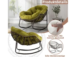 Cocon - Mecedora de ratán - Estructura de acero con cojín suave - Para uso en interiores y exteriores