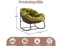 Cocon - Mecedora de ratán - Estructura de acero con cojín suave - Para uso en interiores y exteriores