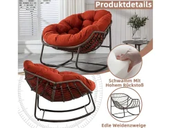 Cocon - Mecedora de ratán - Estructura de acero con cojín suave - Para uso en interiores y exteriores
