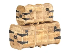 Cofres de almacenamiento 2 unidades madera maciza de mango ES915073