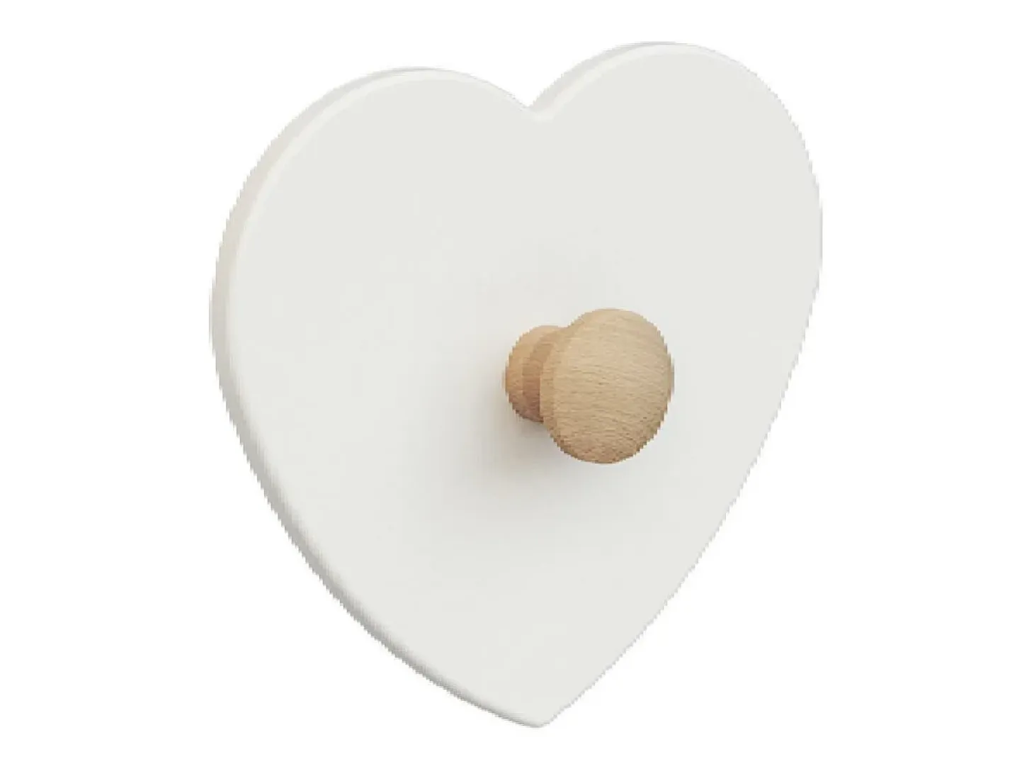 Colgador para abrigos infantiles Corazón ESSENTIEL madera - Blanco/Haya Cruda - 16 x 4,5 x 15 cm