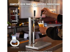 Columna de Cerveza SucceBuy, de Doble Grifo, Inoxidable y Cierre Automático, para Fiestas y Bares