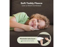 Combustible sofá de terciopelo marrón de peluche de 2 a 2 años, con un asiento profundo de 55 cm y reposabrazos - 128x78x89cm