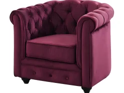 Conjunto 2 sillones terciopelo color púrpura CHESTERFIELD