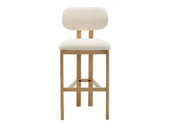 Conjunto de 2 taburetes de bar en tela texturizada y madera de hevea - Crema - YELAZ