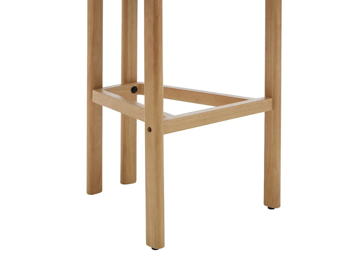 Conjunto de 2 taburetes de bar en tela texturizada y madera de hevea - Crema - YELAZ