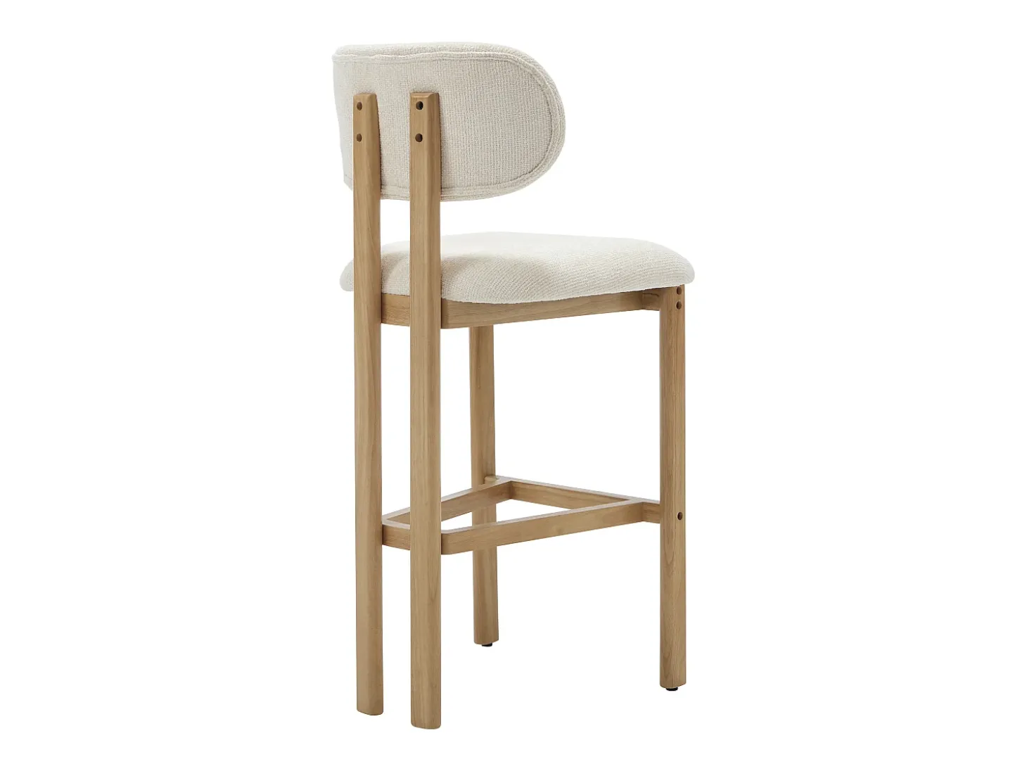 Conjunto de 2 taburetes de bar en tela texturizada y madera de hevea - Crema - YELAZ