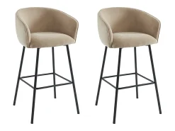 Conjunto de 2 taburetes de tela y metal negro - Beige - LAZONI by Pascal Morabito
