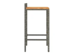 Conjunto de 4 taburetes de bar grises en resina trenzada y madera de acacia.