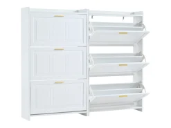Conjunto de 2 zapateros 70 x 24 x 120 cm con 3 puertas - Blanco