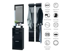 Conjunto de armario Loret V2 Mini, Carcasa en Negro mate / Frente en Gris Hormigón Óxido