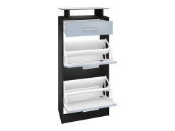 Conjunto de armario Loret V2 Mini, Carcasa en negro mate / Frente en gris arena alto brillo
