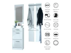Conjunto de armario Loret V2 Mini, Carcasa en blanco mate / Frente en blanco alto brillo