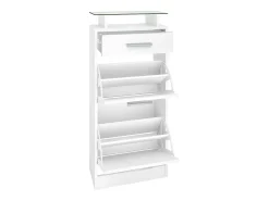 Conjunto de armario Loret V2 Mini, Carcasa en blanco mate / Frente en gris hormigón oxidado