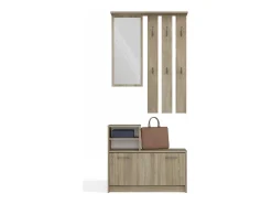 Conjunto de entrada Vera Roble Sonoma con espejo, 6 perchas, zapatero para 8-9 pares, armario funcional 85x24x180 cm