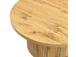 Conjunto de mesa de centro - Tablero redondo - Diseño de rayas verticales - MDF - Natural