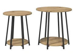 Conjunto de mesas auxiliares 2 piezas Roble Artisan y Negro
