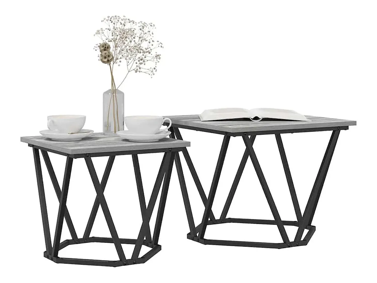 Conjunto de mesas auxiliares 2 piezas Gris sonoma 50 x 50 x 40 cm