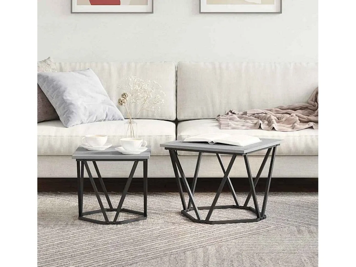 Conjunto de mesas auxiliares 2 piezas Gris sonoma 50 x 50 x 40 cm