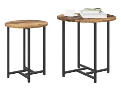 Conjunto de mesas auxiliares 2 piezas Madera vieja y Negro