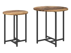 Conjunto de mesas auxiliares 2 piezas Madera vieja y Negro