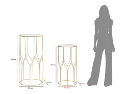 Conjunto de Mesitas Auxiliares VKH598, Oro, 50x46x100 cm, Kendra Home