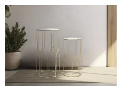 Conjunto de Mesitas Auxiliares VKH598, Oro, 50x46x100 cm, Kendra Home