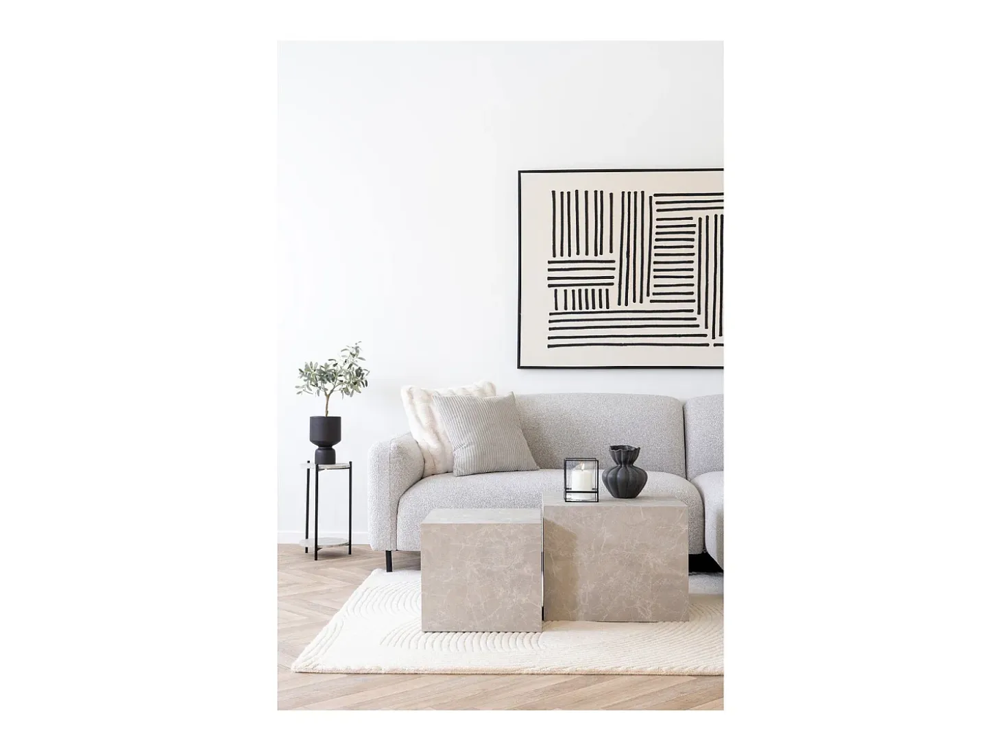 Conjunto de Mesitas Auxiliares Prague, Gris, 40x40x36 cm, Kendra Home