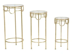 Conjunto de Mesitas Auxiliares VKH428, Oro, 33x33x70 cm, Kendra Home