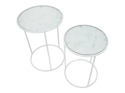 Conjunto de Mesitas Auxiliares VKH556, Blanco, 43x43x60 cm, Kendra Home