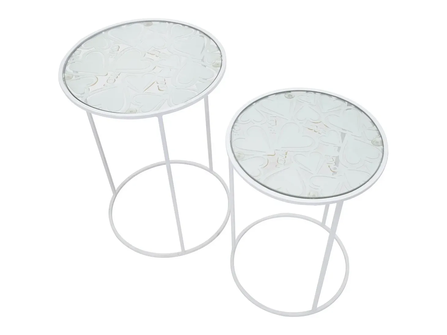 Conjunto de Mesitas Auxiliares VKH556, Blanco, 43x43x60 cm, Kendra Home