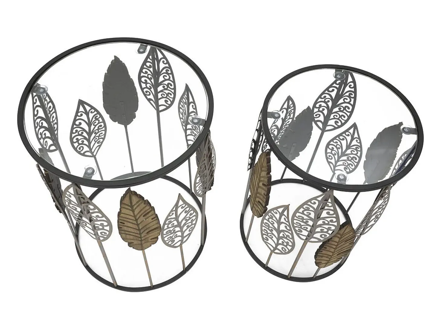 Conjunto de Mesitas Auxiliares Hoja 65, Multicolor, 38x38x55 cm, Kendra Home