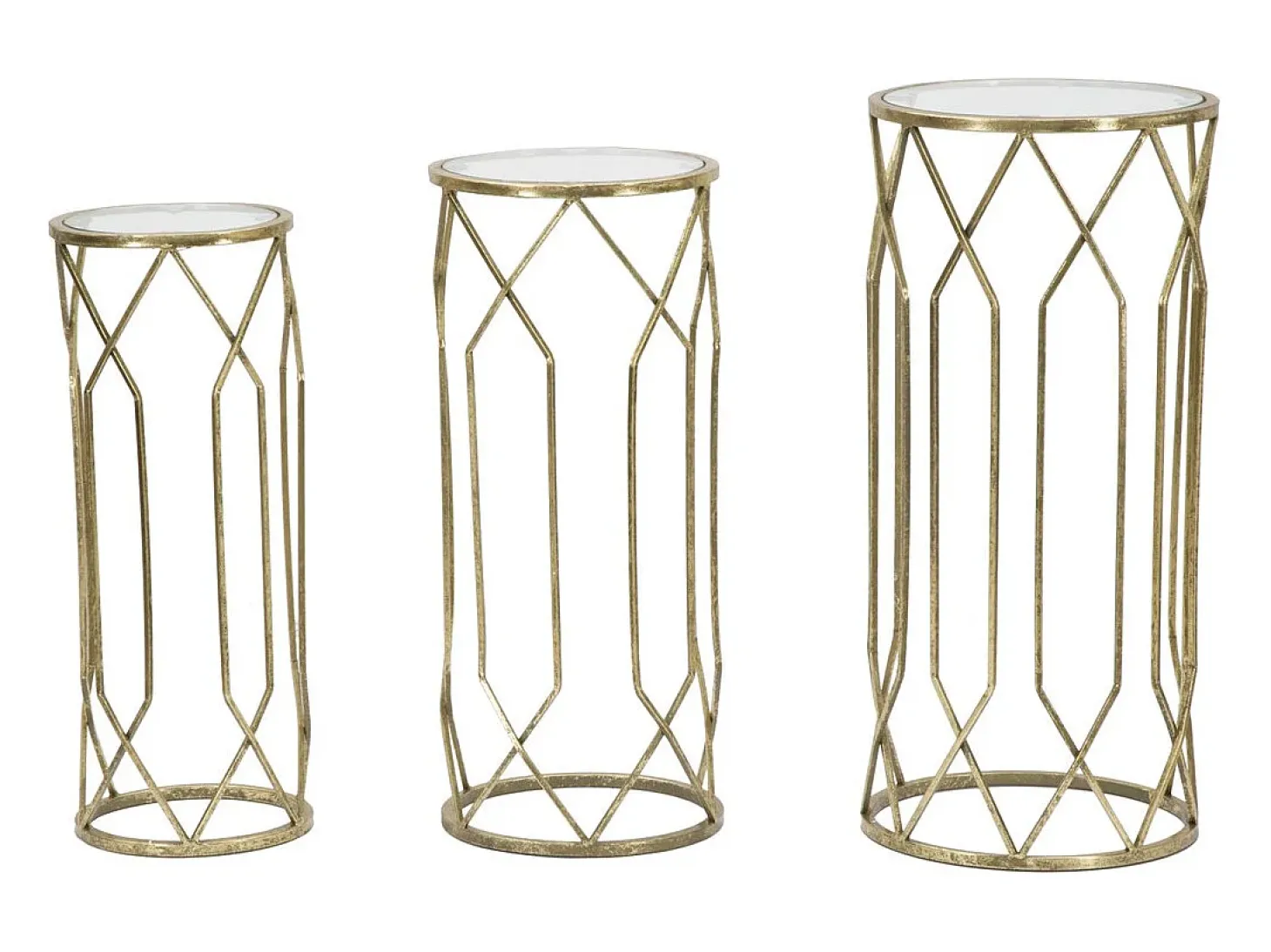 Conjunto de Mesitas Auxiliares VKH597, Oro, 32x32x71 cm, Kendra Home