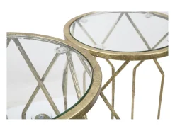 Conjunto de Mesitas Auxiliares VKH597, Oro, 32x32x71 cm, Kendra Home